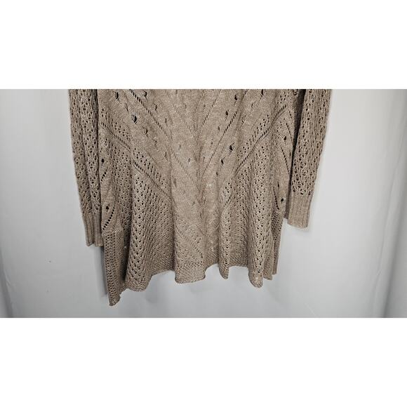 Torrid Long Open Stitch Open Front Cardigan Size 0 Large Lightweight Beige - Picture 9 of 9